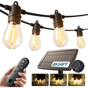 Solar String Lights Outdoor Waterproof LED Patio Lights Remote Dimmable USB